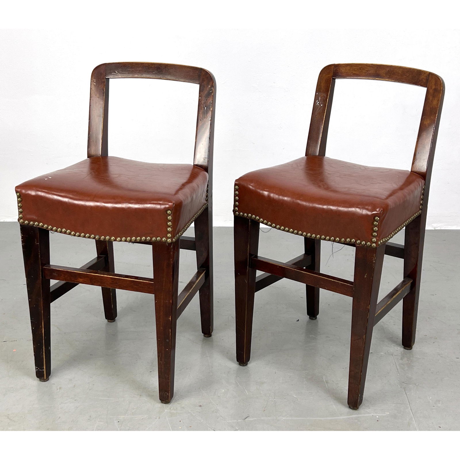 Pair Art Deco Chairs. Open backs.: Pair Art Deco Chairs. Open backs. Dimensions: H: 28 inches: W: 14.5 inches: D: 14 inches - Seat Height: 19 inches ---