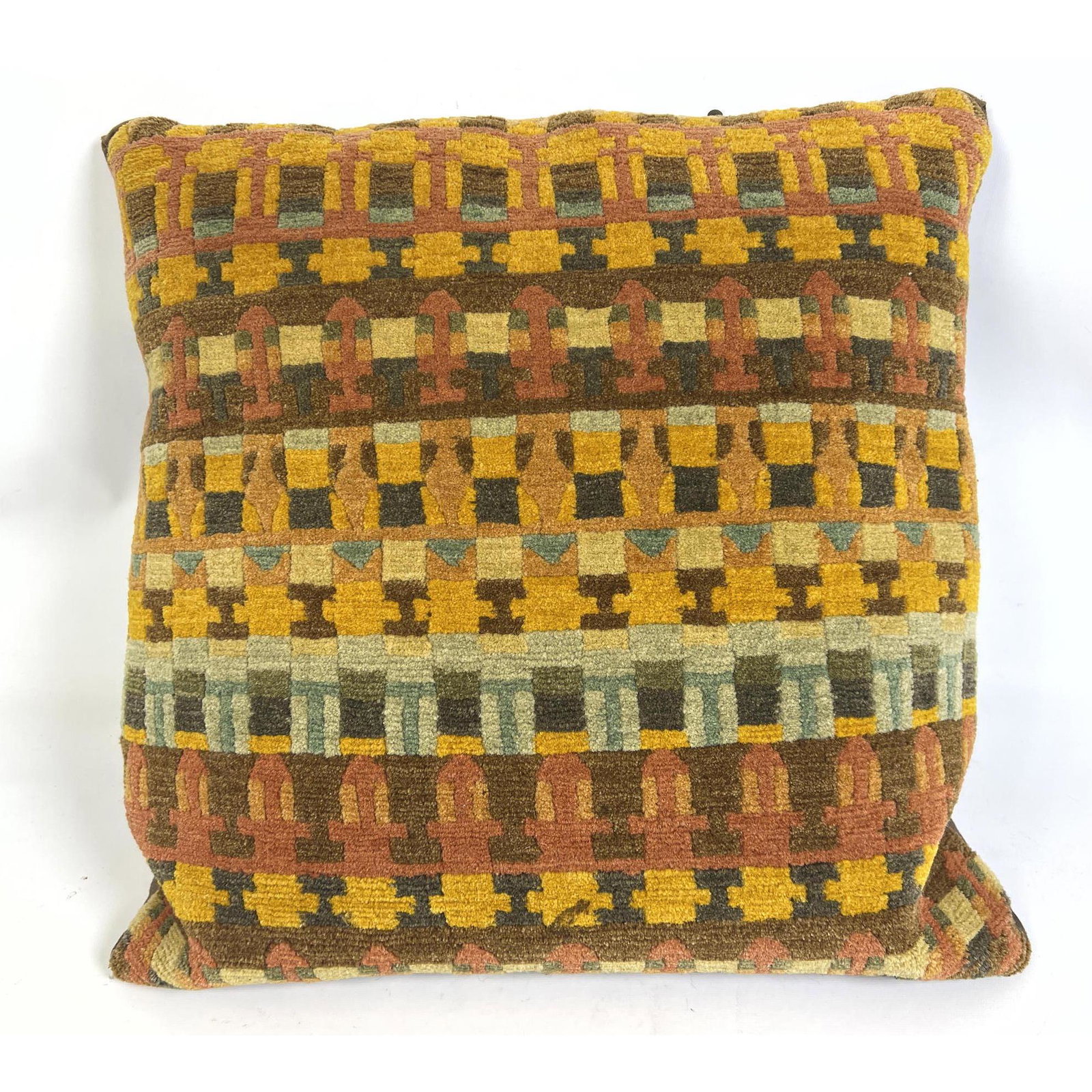 Colorful woven tribal pillow: Colorful woven tribal pillow Dimensions: H: 19 inches: W: 19 inches: D: 7 inches ---
