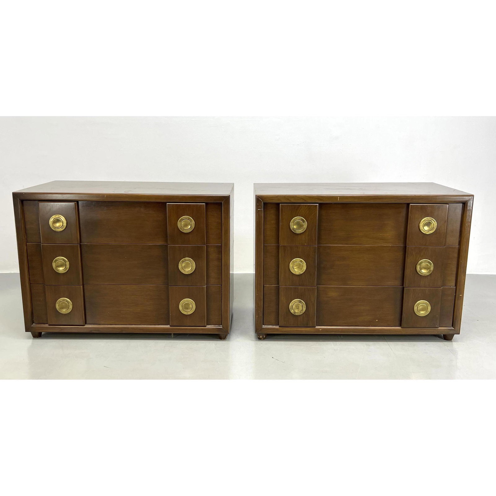 Pr. Karpen California Manor Bachelor Chests with brass pulls: Pr. Karpen California Manor Bachelor Chests with brass pulls Dimensions: H: 32.5 inches: W: 44 inches: D: 21 inches ---