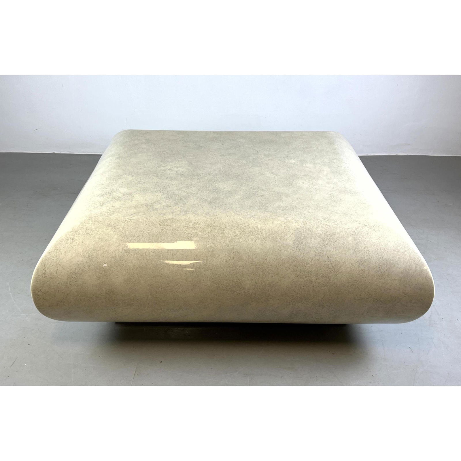 Springer style faux finish coffee table. Chrome band base. (1 of 15)