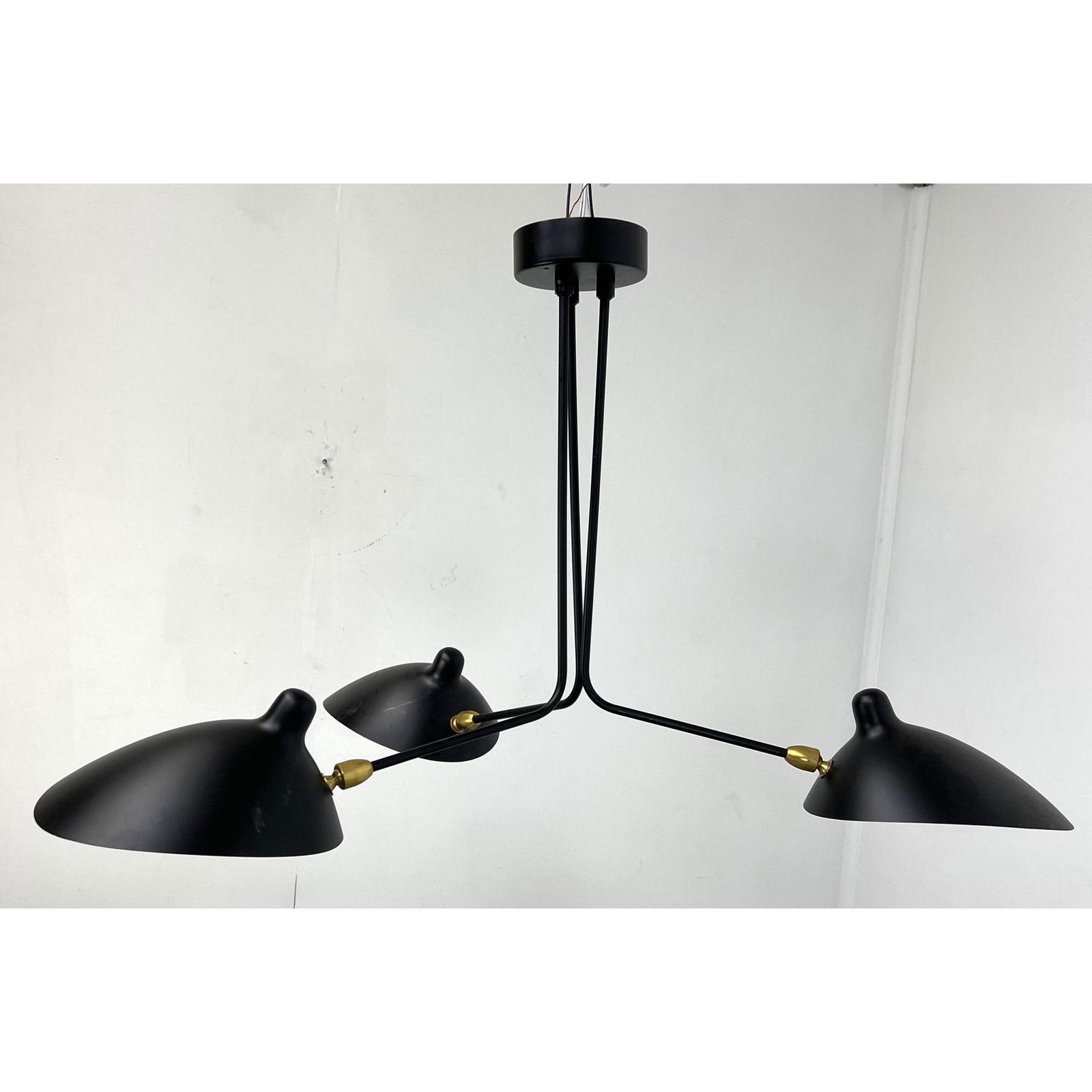 STILNOVO  Serge Mouille style Ceiling Mount Lamp Light Fixture. Three arms with signature Mouille sh (1 of 9)