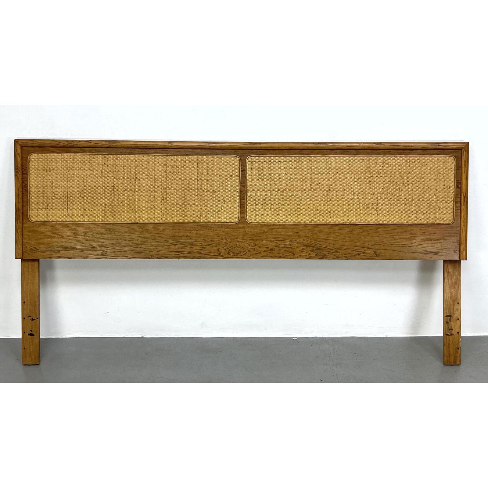 LANE American Modern Headboard Bed with Cane Panels. Few scuffs. (1 of 10)