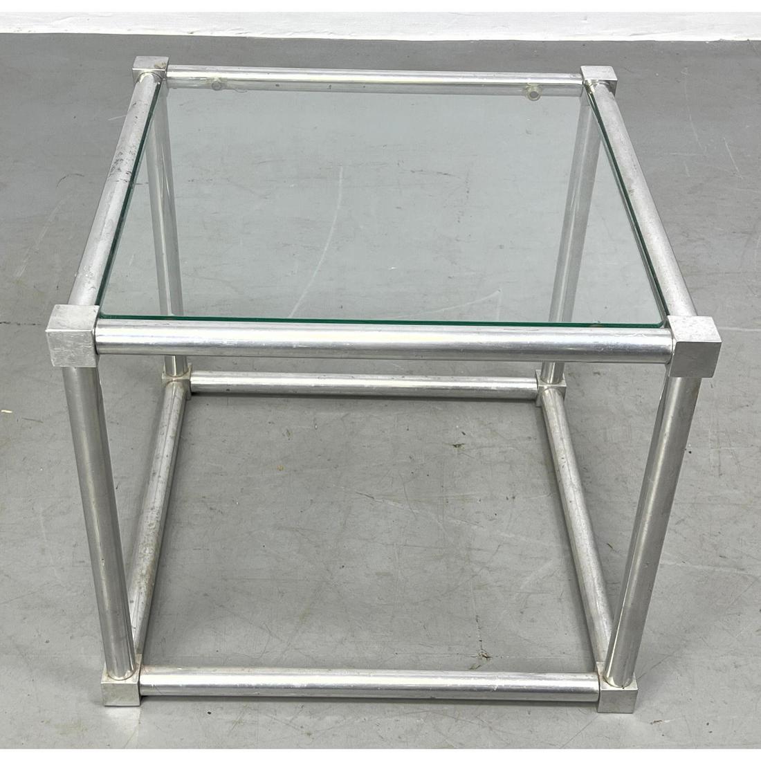 Small Aluminum and Glass Side Table.  Cube form (1 of 9)