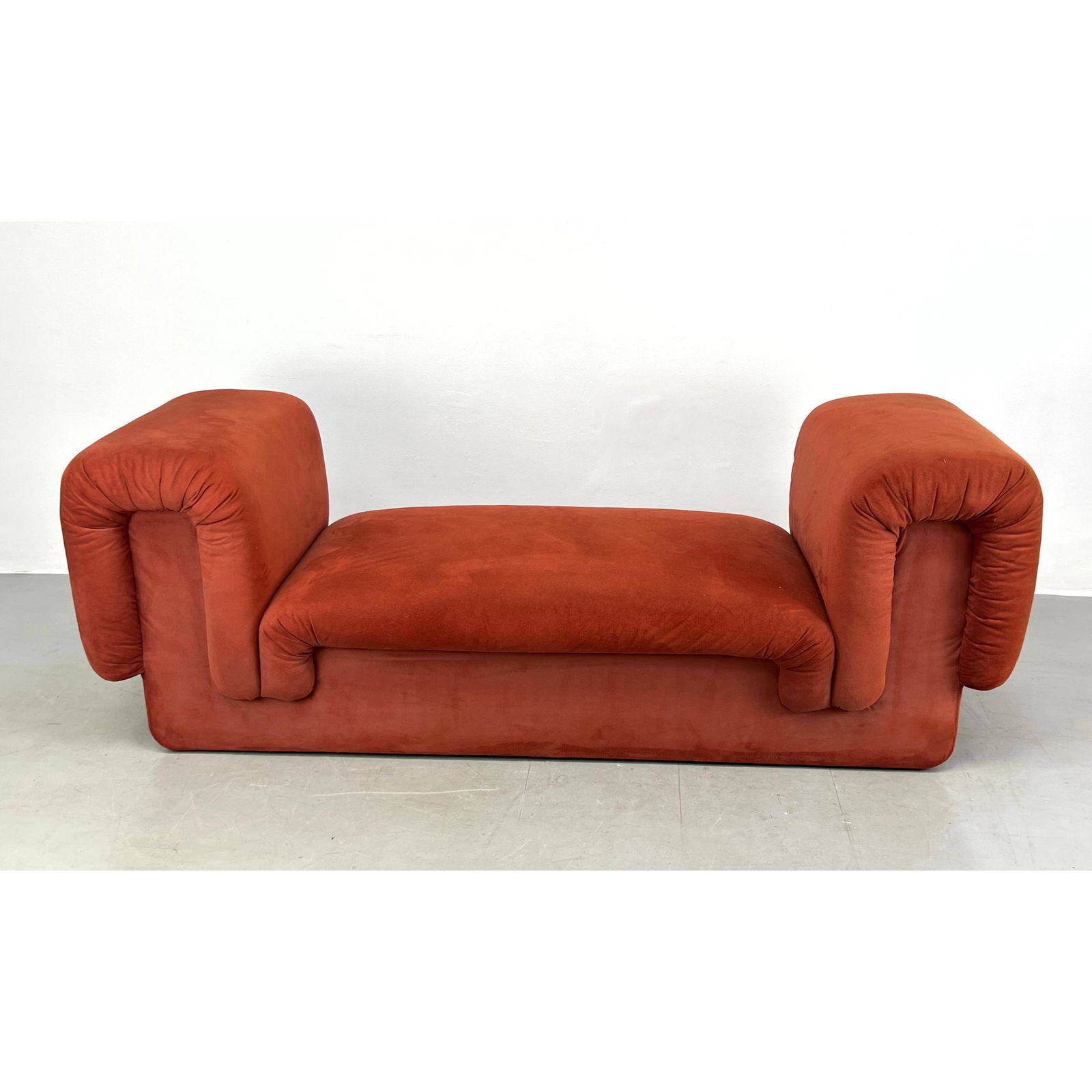 Contemporary Orange Upholstered Bech Lounge. Decorator Look. (1 of 8)