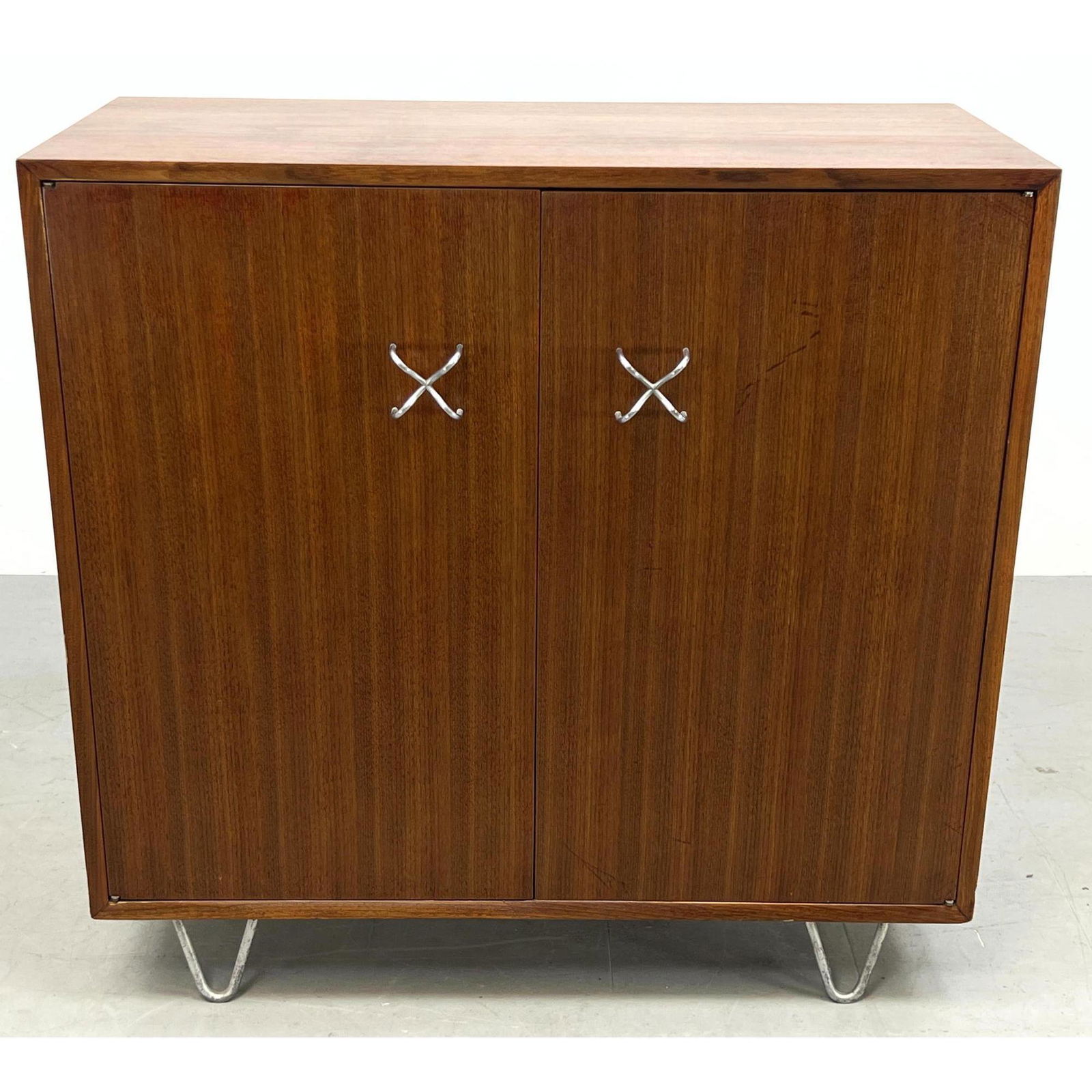 Primavera cabinet designed by George Nelson for Herman Miller. Mahogany cabinetry with zinc-plated X (1 of 12)