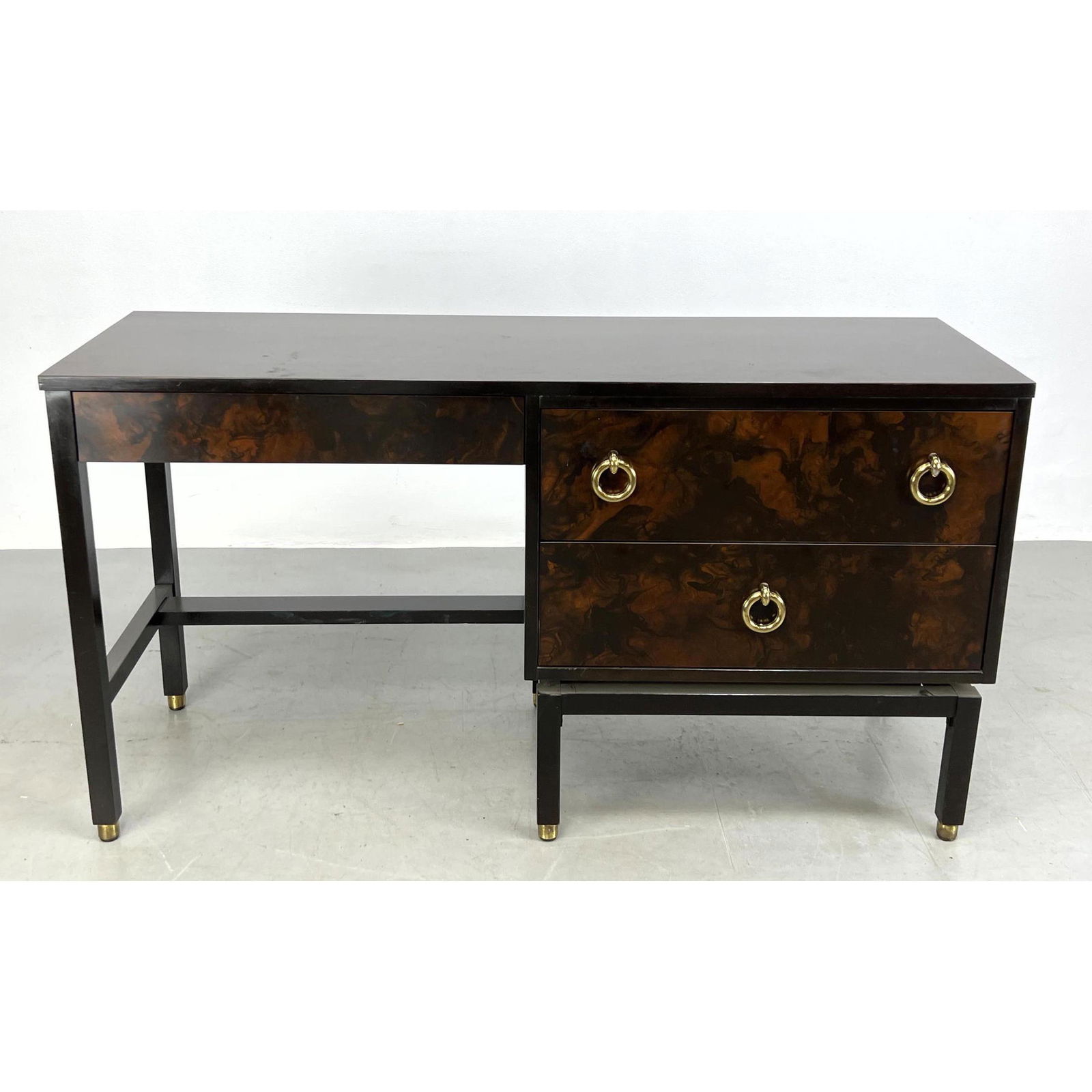DUNBAR Decorator Desk Cabinet. Large ring pulls and faux tortoise fronts. Laminate. (1 of 14)