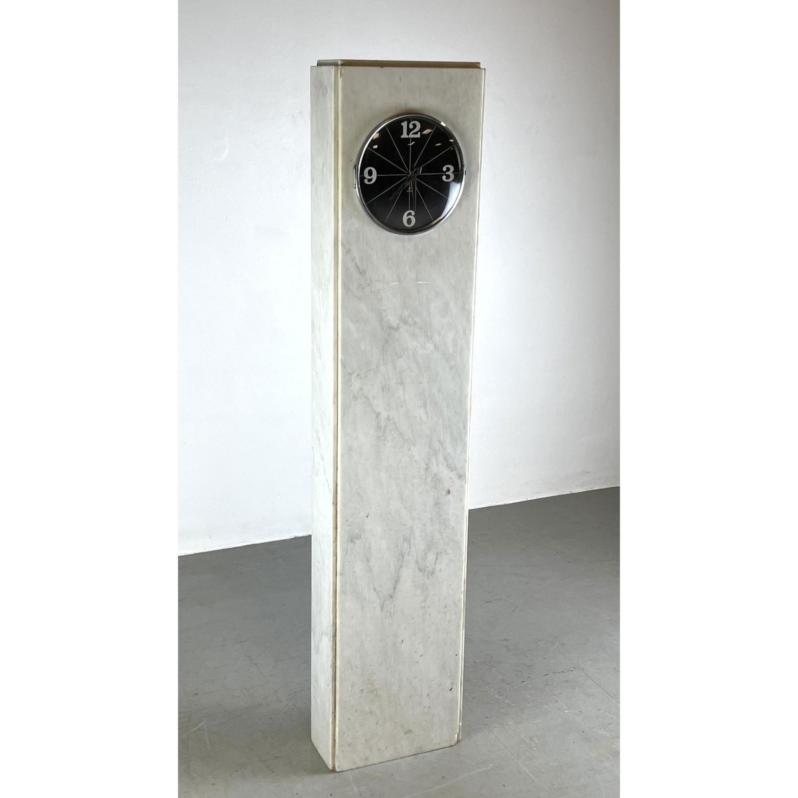 Mid Century Modern   RAYMOR Marble Cased Clock. Marble Column Grandmother's Clock. Marked. (1 of 16)