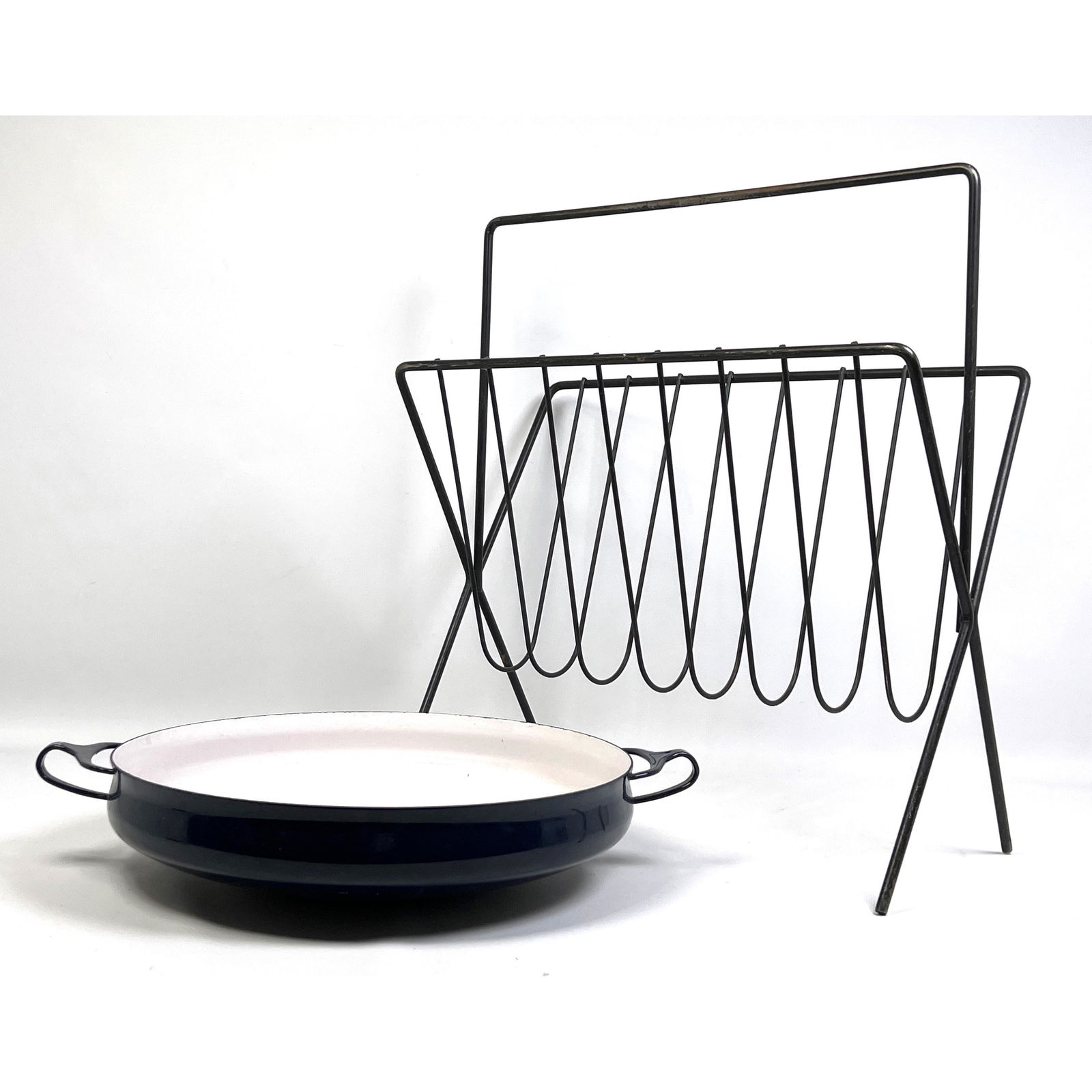 2pc Lot.  Hairpin Iron Magazine Rack and Dansk Sauce Pan. (1 of 10)