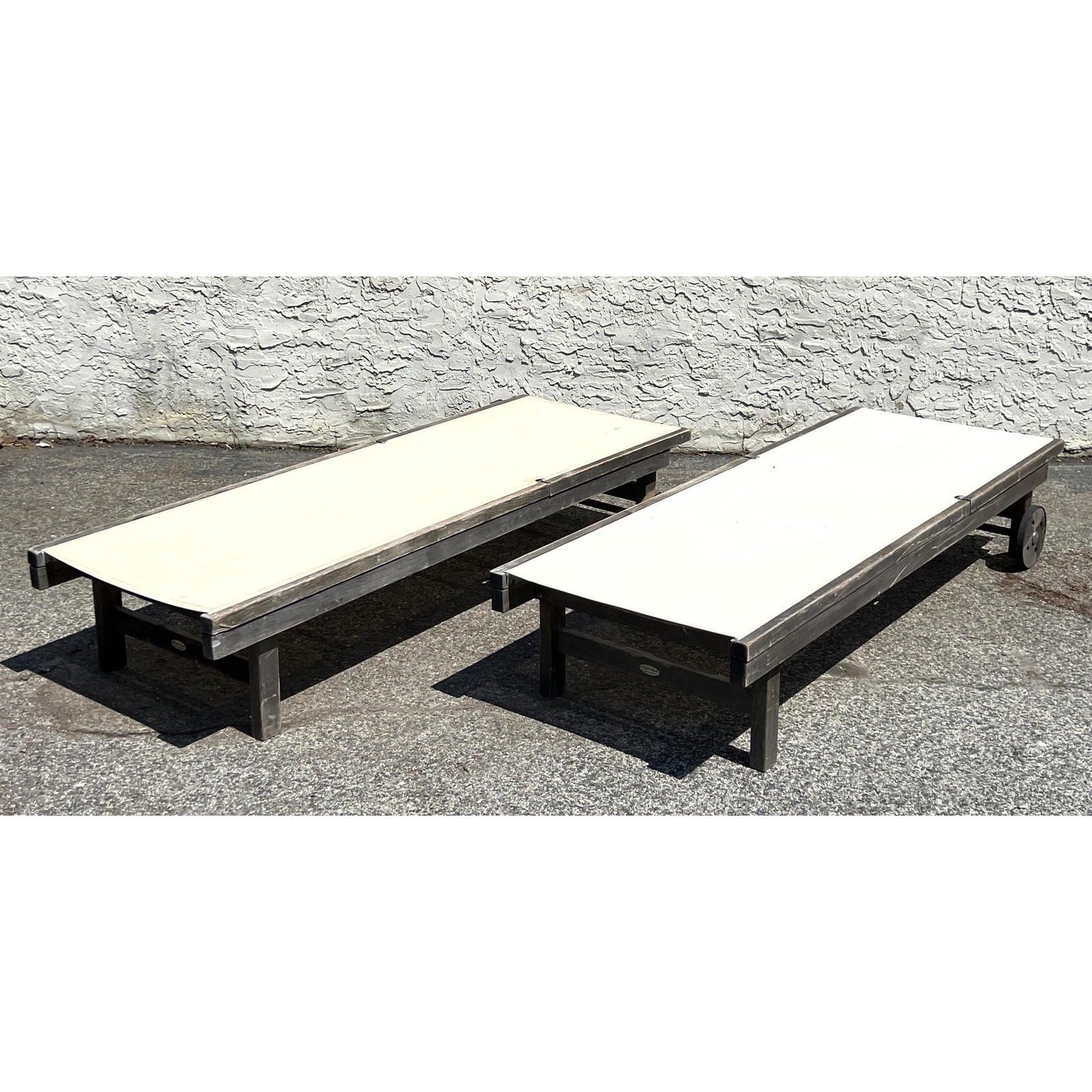 Pr ROYAL TEAK Danish Tradition Pool Chaise Lounges. Teak Frames. Outdoor. Adjustable Chaise lounge c (1 of 8)