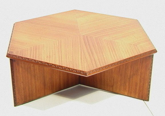 FRANK LLOYD WRIGHT for HENREDON Taliesin Cocktail: FRANK LLOYD WRIGHT for HENREDON Taliesin Cocktail Coffee Table. Detailed Beveled Edge Table with Nicely Grained Mahogany Top. Marked FLW Henredon.-- Dimensions: H: 17 inches: W: 42 inches: D: 48 inche