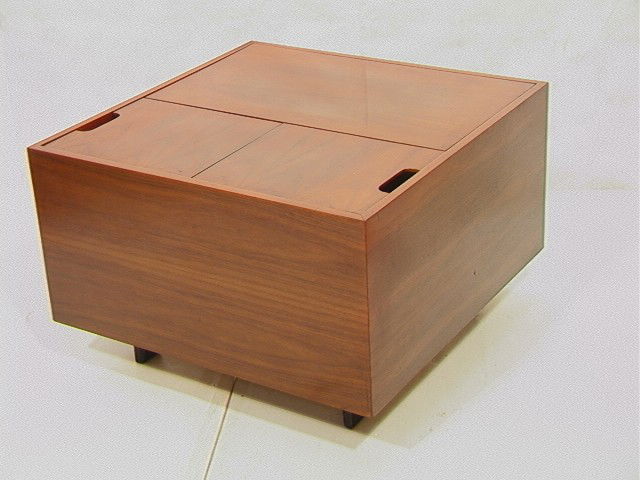 GEORGE NELSON for HERMAN MILLER Storage Cabinet T: GEORGE NELSON for HERMAN MILLER Storage Cabinet Table. Flip open Top. Compartmented interior. -- Dimensions: H: 22.5 inches: W: 34 inches: D: 34 inches --- Condition (General): some surface scratches.