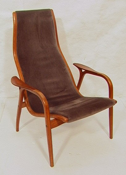 Yngve Ekstrom Swedese Lounge Chair. Tall back wi: Yngve Ekstrom Swedese Lounge Chair. Tall back with molded frame. Branded.-- Dimensions: H: 39 inches: W: 27.25 inches: D: 31 inches --- Condition (General): Very Good Condition. Please contact us with