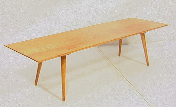 PAUL McCOBB Coffee Cocktail Table PLANNER GROUP.: PAUL McCOBB Coffee Cocktail Table PLANNER GROUP. Tapered legs. Unmarked. -- Dimensions: H: 15 inches: D: 18 inches: L: 60 inches --- Condition (General): Very Good Condition. Please contact us with sp
