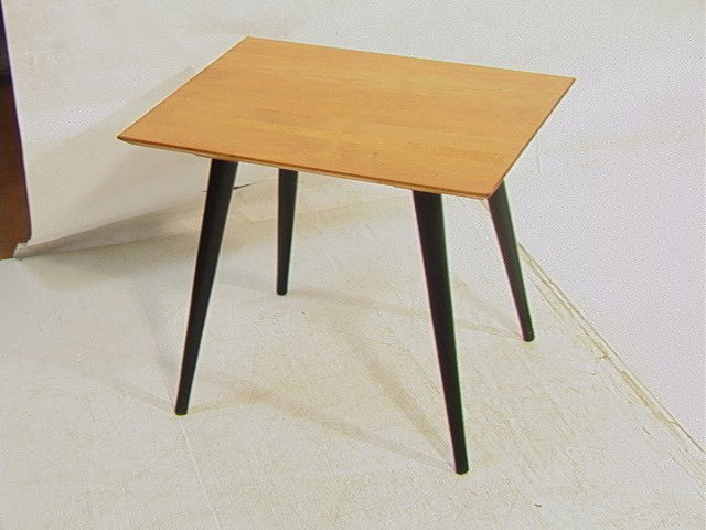 PAUL McCOBB Table with Ebonized Legs. PLANNER GRO: PAUL McCOBB Table with Ebonized Legs. PLANNER GROUP. Unmarked.-- Dimensions: H: 19.75 inches: W: 24 inches: D: 18 inches --- Condition (General): Very Good Condition. Few dings to legs Please contact