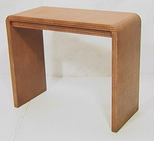 KARL SPRINGER Style Parsons Console Hall Table. T: KARL SPRINGER Style Parsons Console Hall Table. Textured Parsons style Table with one drawer.-- Dimensions: H: 29 inches: W: 36 inches: D: 16 inches --- Condition (General): Very Good Condition. Pleas