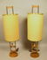 222: Pr Walnut and Brass Laurel Table Lamps.