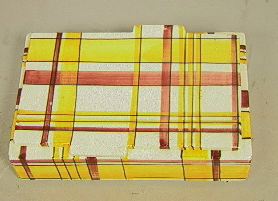 German Modernist Ceramic Box. Rectangular Box wit: German Modernist Ceramic Box. Rectangular Box with Werkstatte style paint decoration. Many marks on bottom.-- Dimensions: H: 1.5 inches: W: 6 inches: D: 4 inches --- Condition (General): Very Good Con