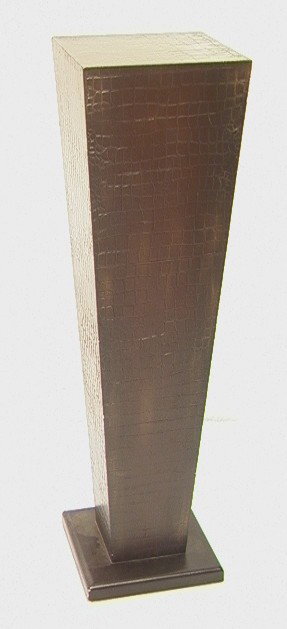 Faux Skin Alligator Pedestal. Contemporary Tapere: Faux Skin Alligator Pedestal. Contemporary Tapered Pedestal Display Stand. -- Dimensions: H: 42.25 inches: W: 12 inches: D: 12 inches --- Condition (General): Few dings Please contact us with specific