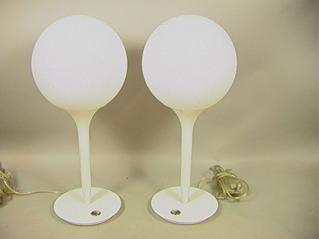 Golf Ball Tee ARTEMIDE Accent Lamps. Designed by: Golf Ball Tee ARTEMIDE Accent Lamps. Designed by M. De LUCCHI. Modelo CASTORE. Glass shade. Plastic base.-- Dimensions: H: 22 inches: W: 9 inches --- Condition (General): Scuffs. Please contact us wit