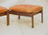542: Pair Lafer Rosewood Ottoman Benches. Leather top - 2