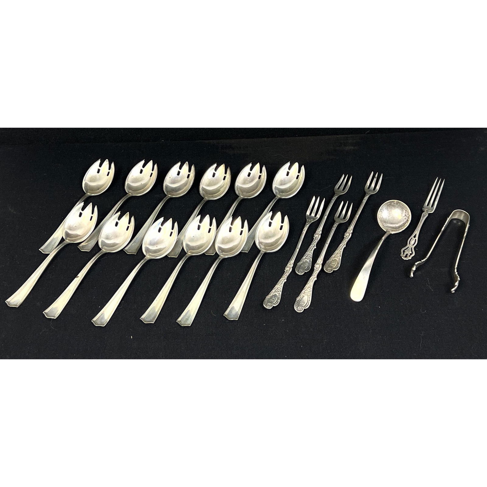 19pcs Sterling Silver Flatware. Sporks, tongs, spoons, etc. (1 of 13)