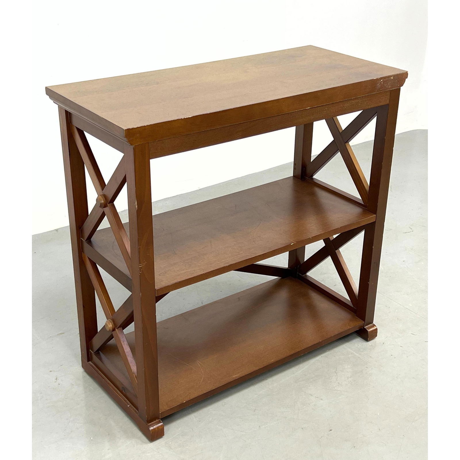 Small Two Shelf bookcase Shelf Unit.  "X" Side Elements. (1 of 11)