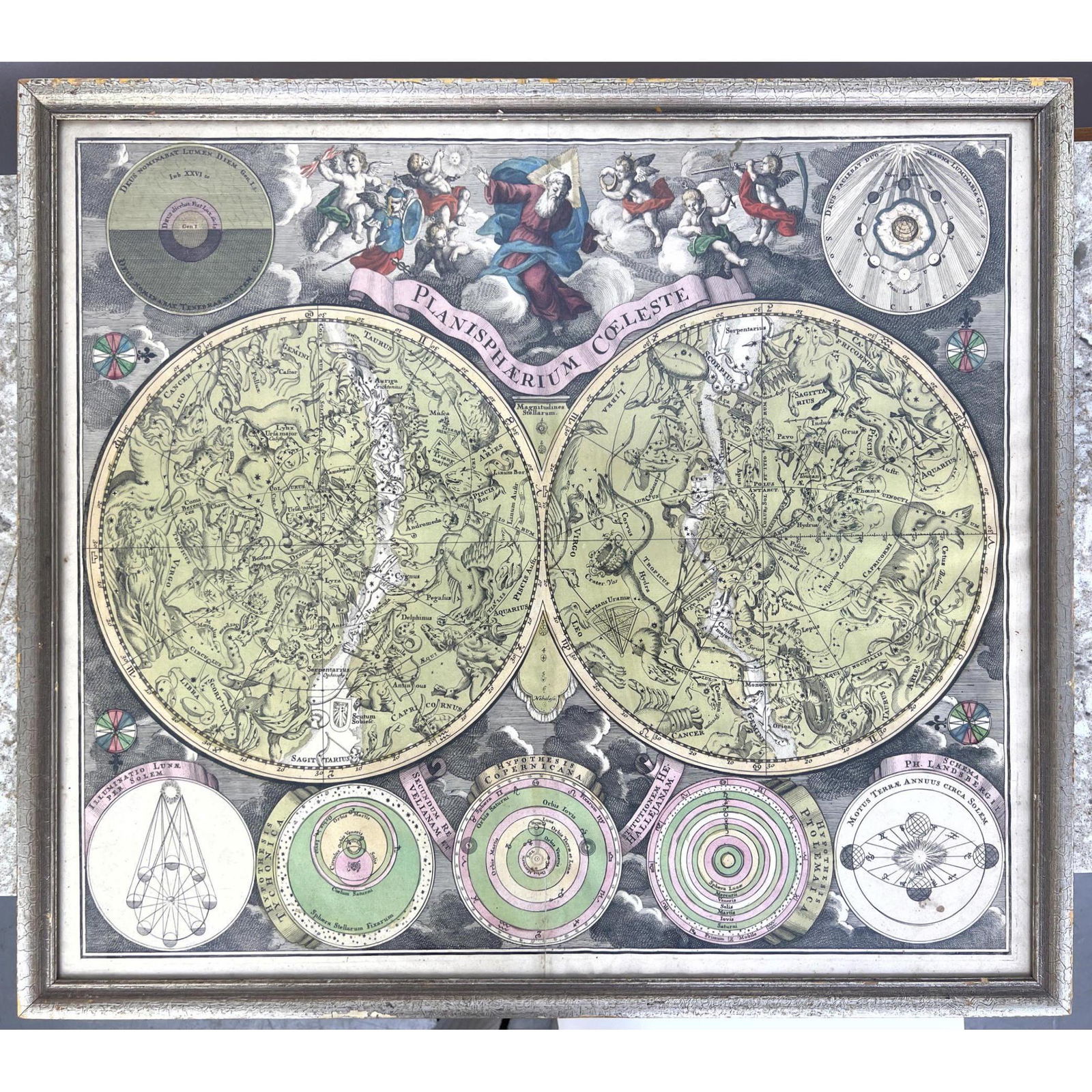 Matthaus Seutter Planisphere Print Framed Under Glass. Planisphaerium Coeleste. (1 of 8)