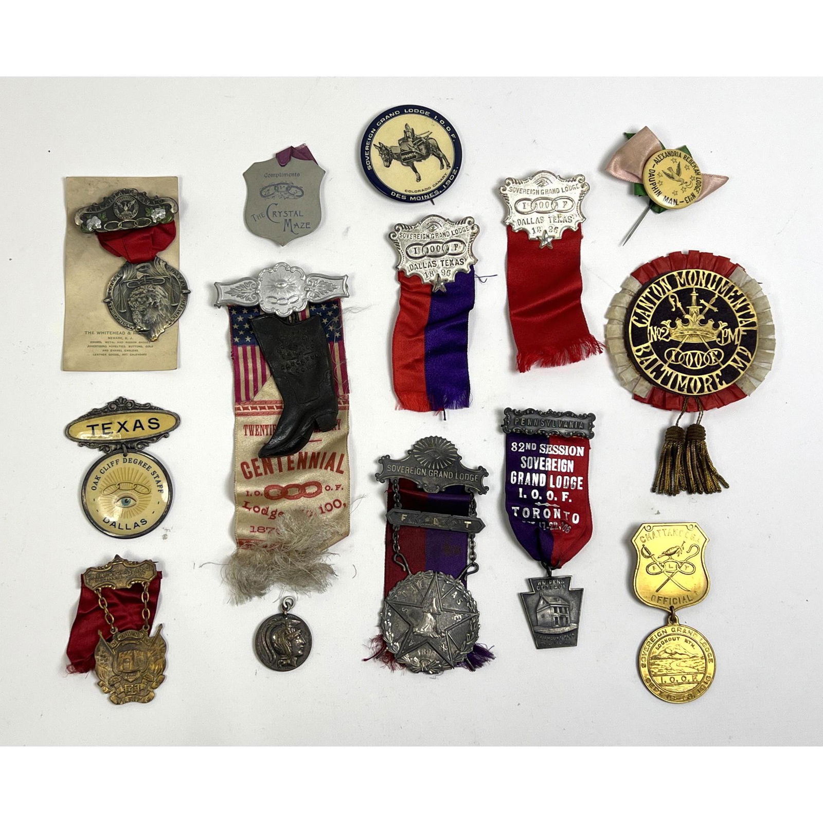 Lot 14 Odd Fellows lodge badge and ribbons from Odd Fellows Eden lodge Wilmington DE (1 of 16)