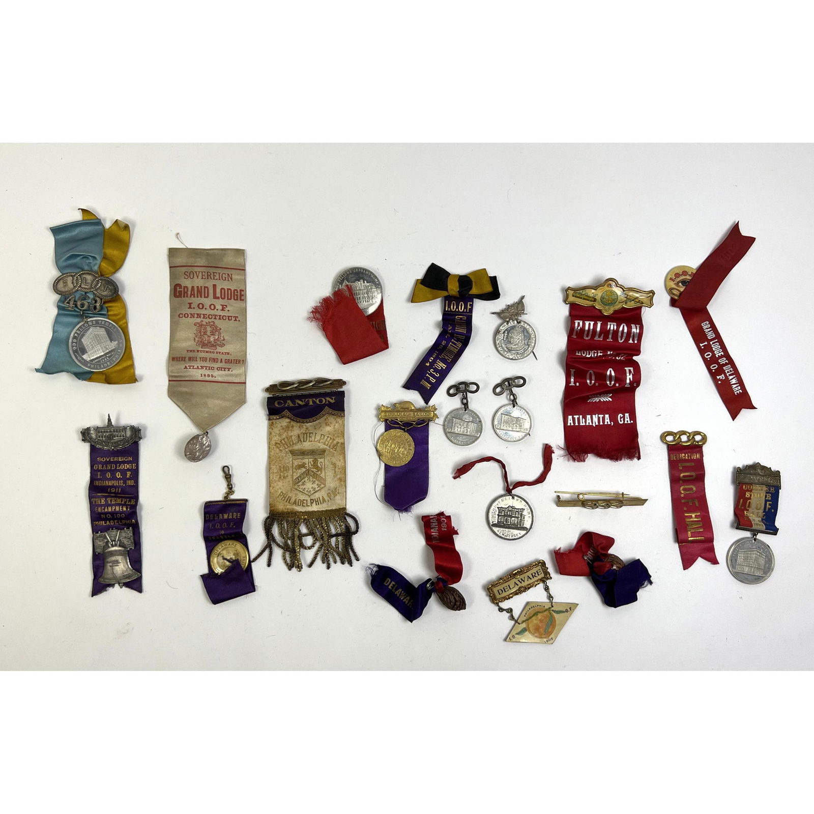 Lot 19 Odd Fellows lodge badge and ribbons Delaware in Philadelphia from Odd Fellows Eden lodge Wilm (1 of 19)