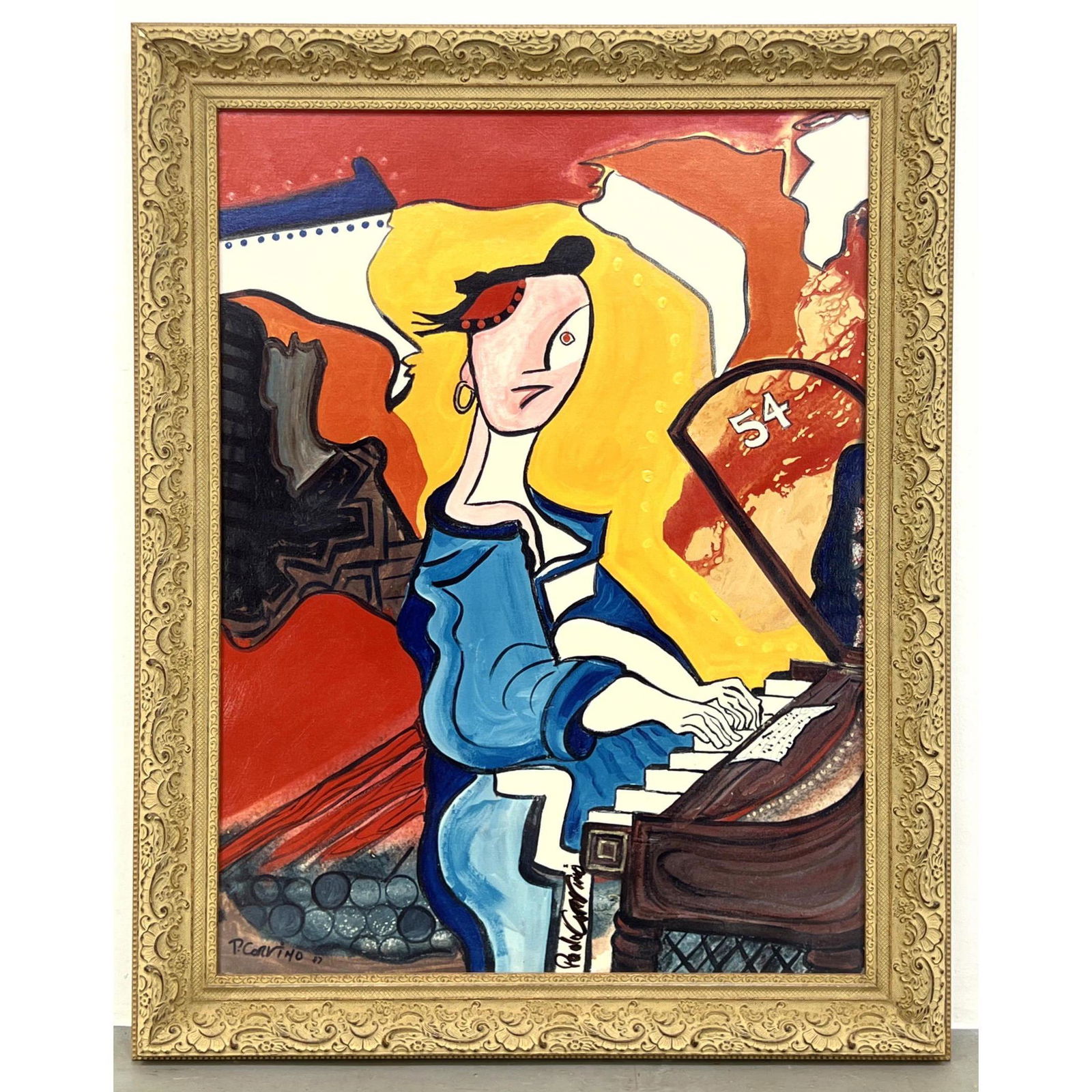 Paolo Corvino Impressionist Wall Art on Canvas. Framed.: Paolo Corvino Impressionist Wall Art on Canvas. Framed. Dimensions: H: 39.5 inches: W: 29.5 inches: Frame Height: 48 inches: Frame Width: 37.5 inches ---