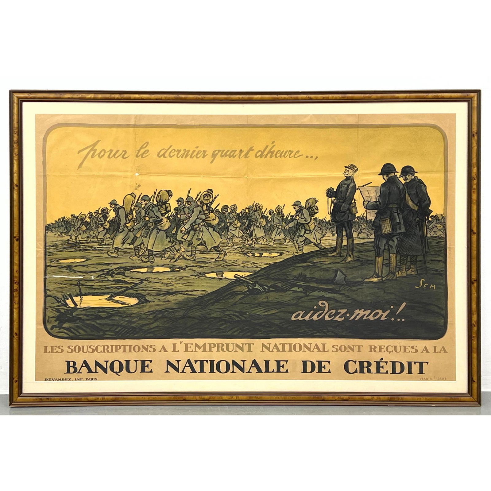 Banque Nationale de Credit Military War Poster. "Pour le Dernier Quart d'Heure..." Aidez Moi". Frame (1 of 10)