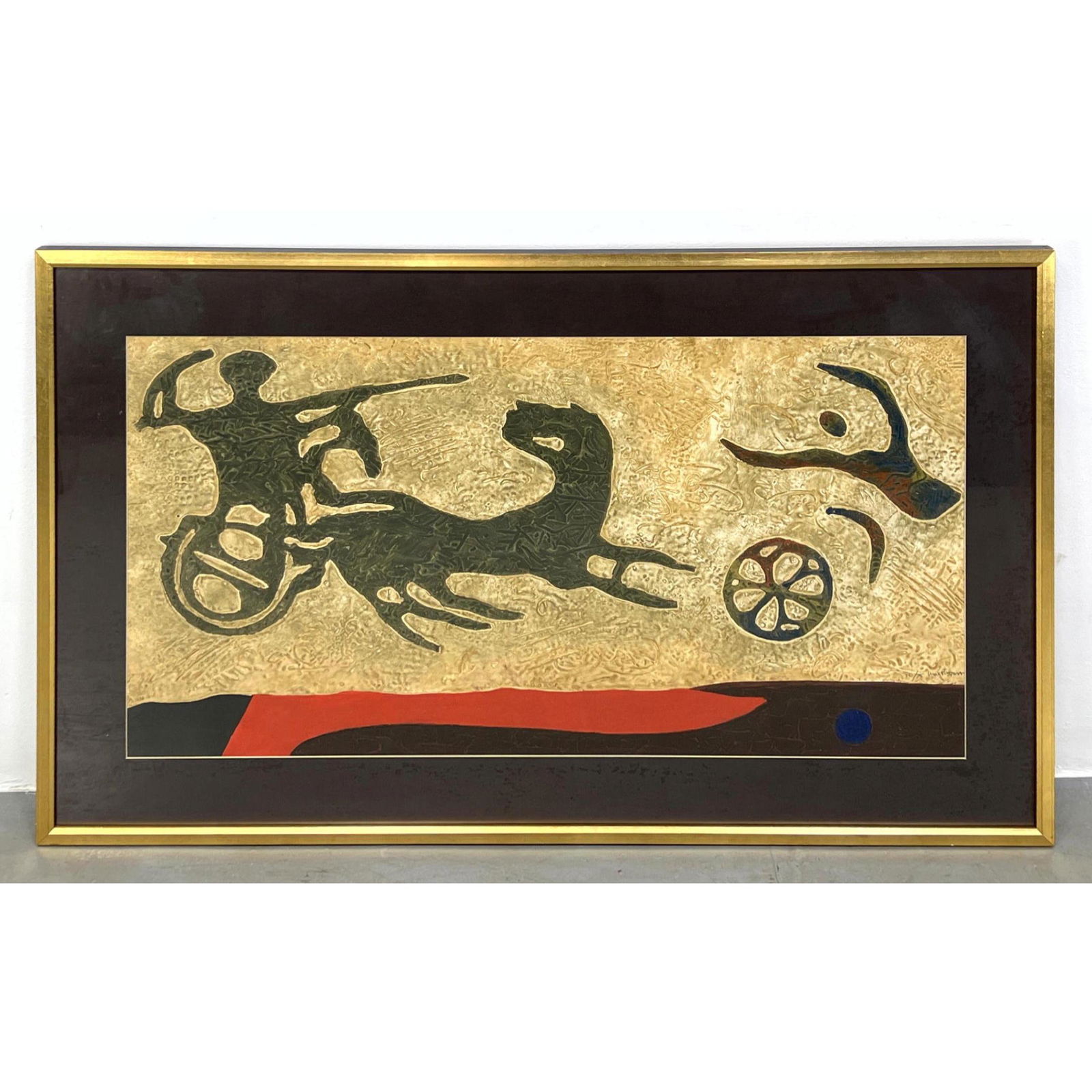 MAX PAPART Modernist Charioteer Print. Marked 10/75, Signed.: MAX PAPART Modernist Charioteer Print. Marked 10/75, Signed. Dimensions: H: 20.5 inches: W: 39.5 inches: Frame Height: 29 inches: Frame Width: 48 inches ---