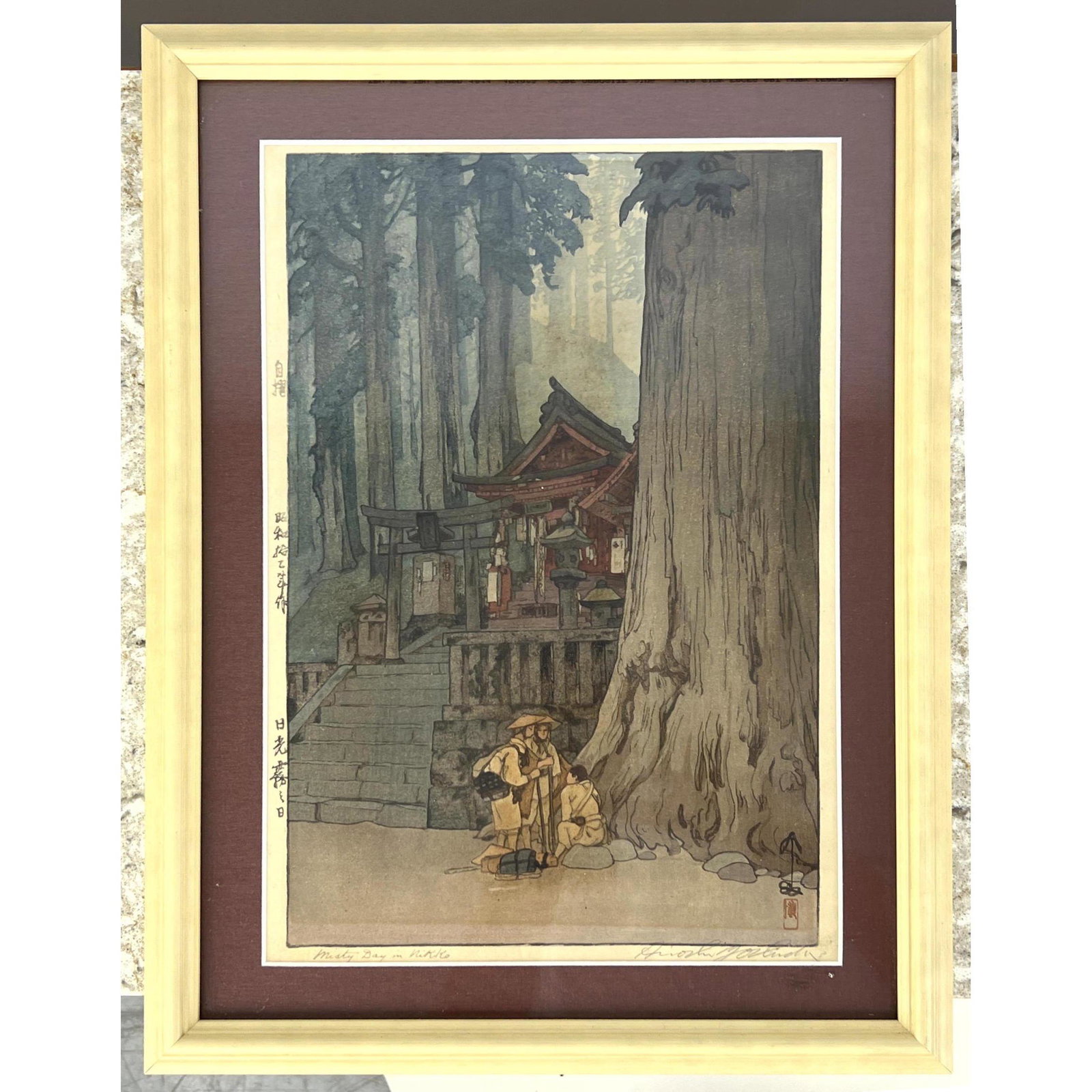 Misty day in Nikko by Hiroshi Yoshida hand signed and numbered: Misty day in Nikko by Hiroshi Yoshida hand signed and numbered Dimensions: H: 15 inches: W: 10.25 inches: Frame Height: 19.5 inches: Frame Width: 14.5 inches ---