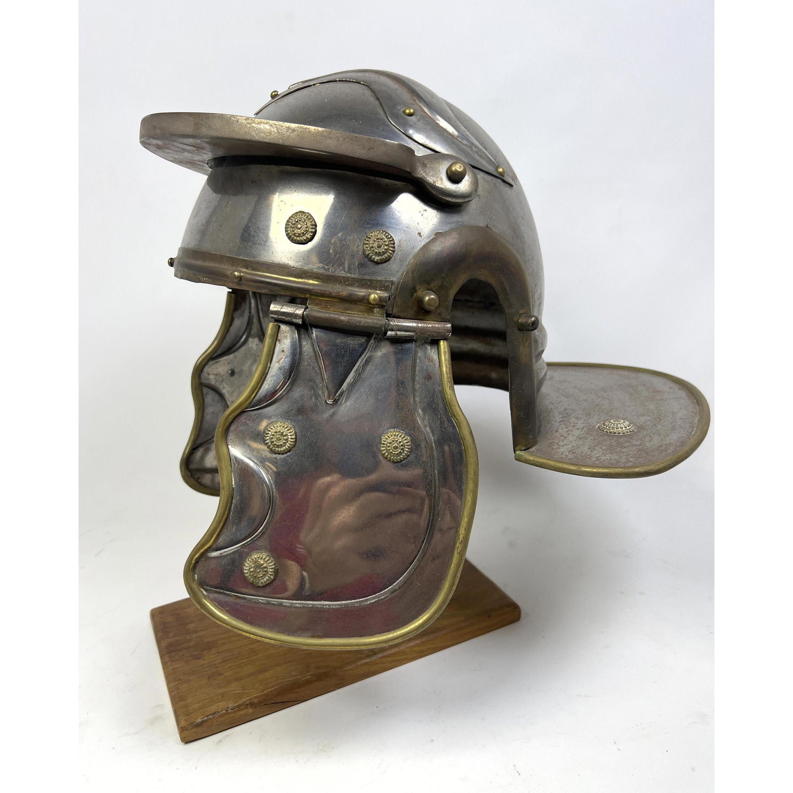 Metal Soldier's Warrior's Helmet. Ear flaps and neck guard. Battle ready. Kent not included.: Metal Soldier's Warrior's Helmet. Ear flaps and neck guard. Battle ready. Kent not included. Dimensions: H: 16 inches: W: 14 inches: D: 18 inches ---