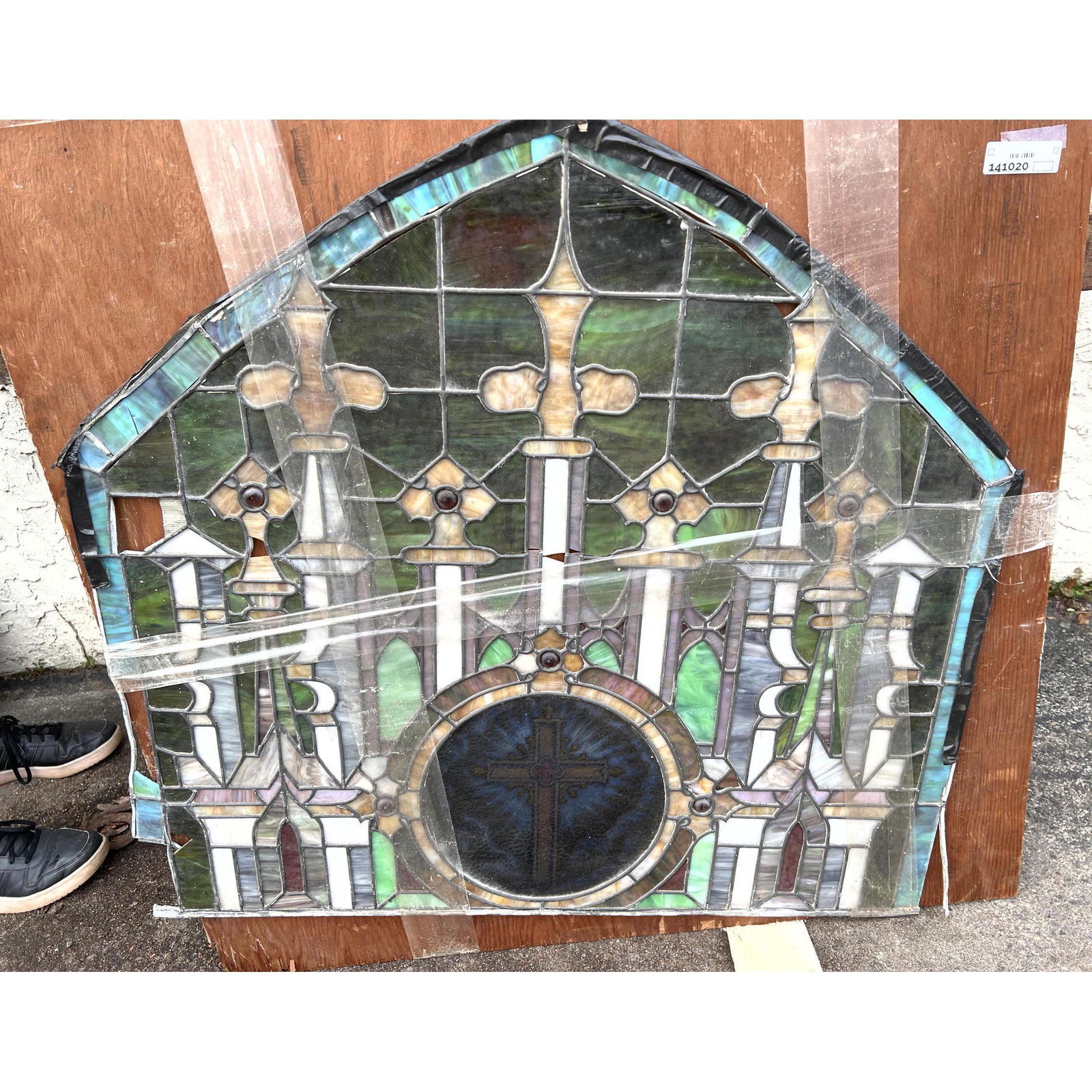 Antique Leaded Glass Window.   No frame. (1 of 6)