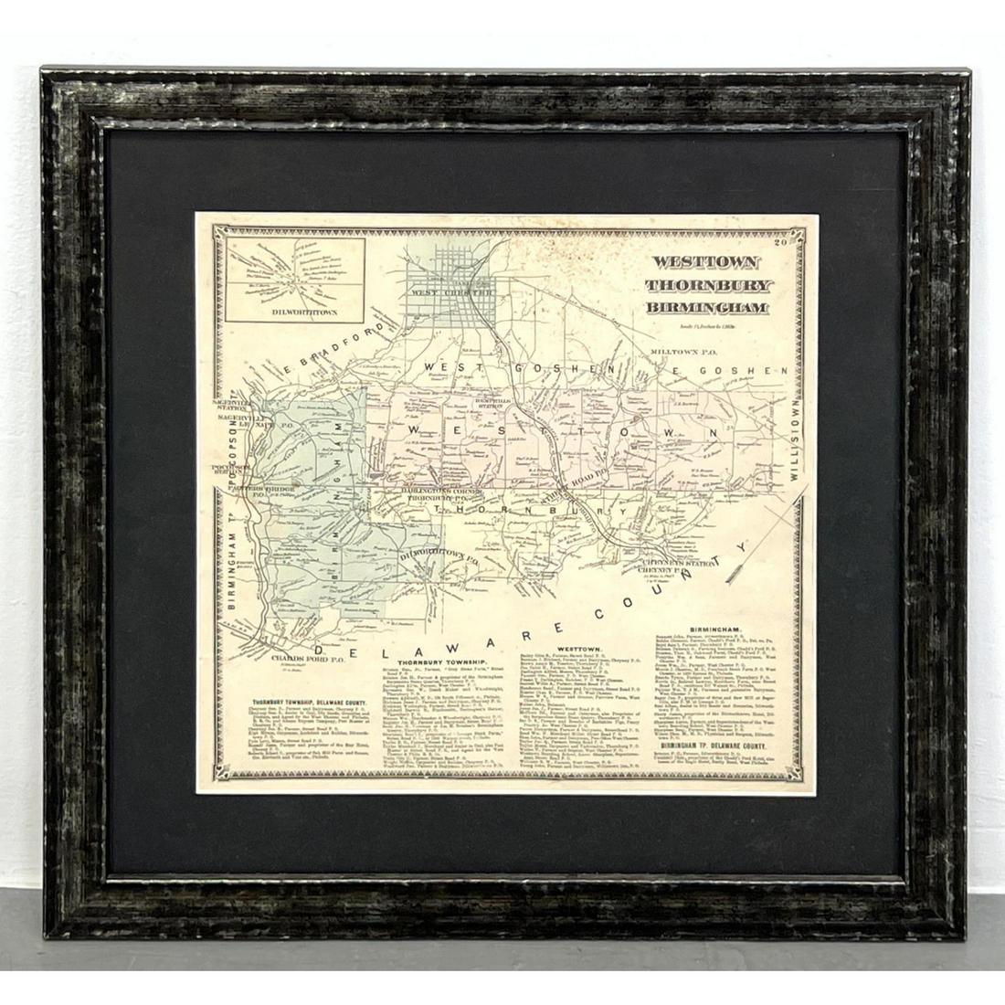 Framed Pennsylvania Map. Westbury, Thornbury and Birmingham. (1 of 6)
