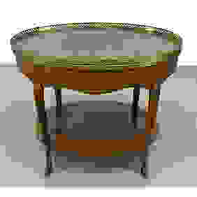 Vintage BAKER Oval Mahogany Side Table. Brass Gallery Trim. Ormolu foot details. Metal Baker tag First Image