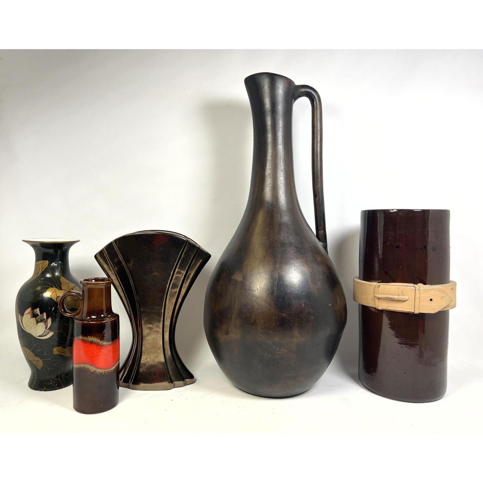 5pc Collection of Vases and Ewers. Modernist. One West German Vase. One Mexico. (1 of 11)