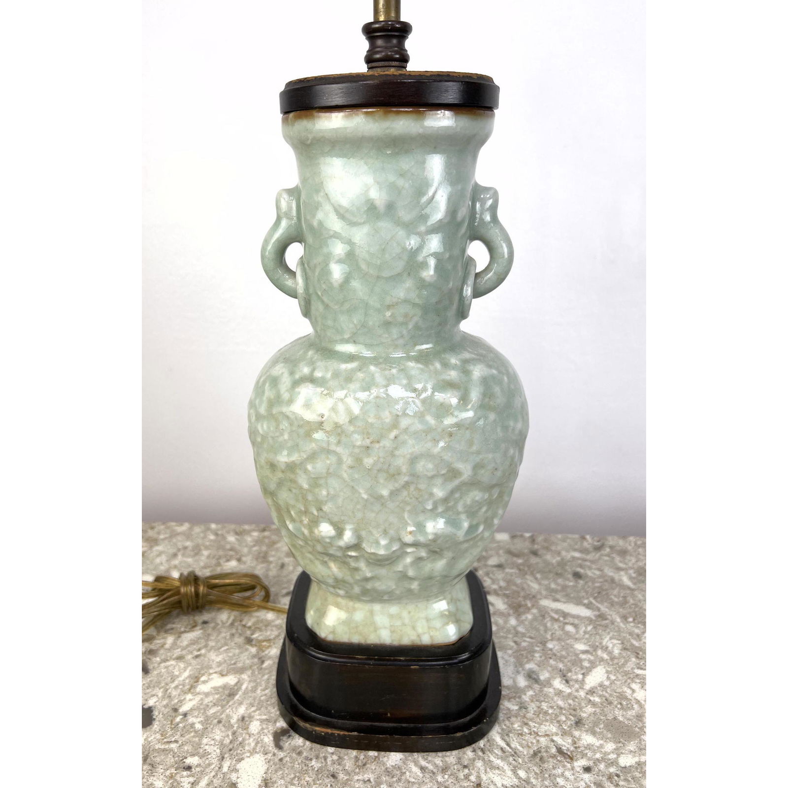 Celadon Glazed Pottery Urn Form Table Lamp.: Celadon Glazed Pottery Urn Form Table Lamp. Dimensions: H: 26.5 inches: W: 6 inches: D: 5 inches ---