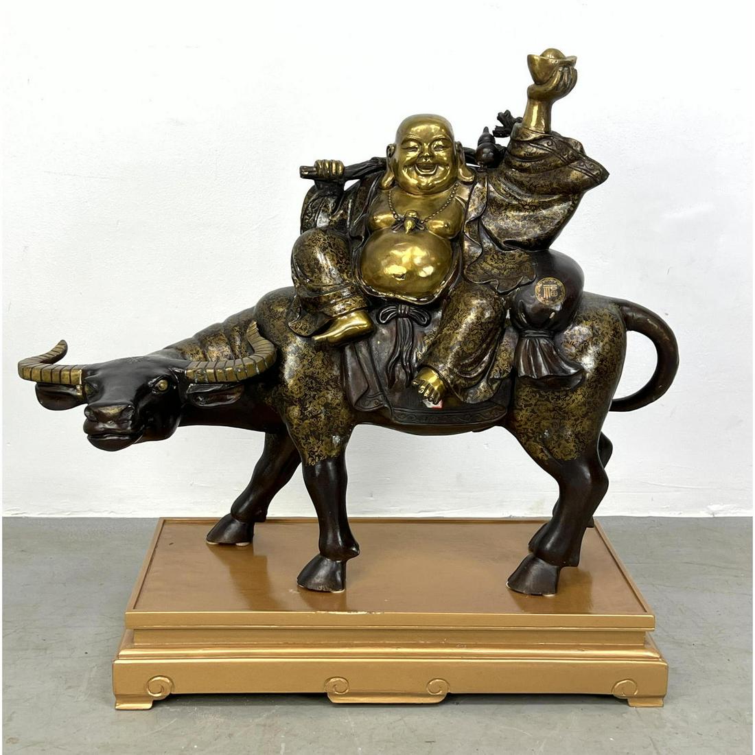 Bronze Buddha on Water Buffalo Asian Sculpture. Highly detailed decorative elements. Sculpture heigh (1 of 10)