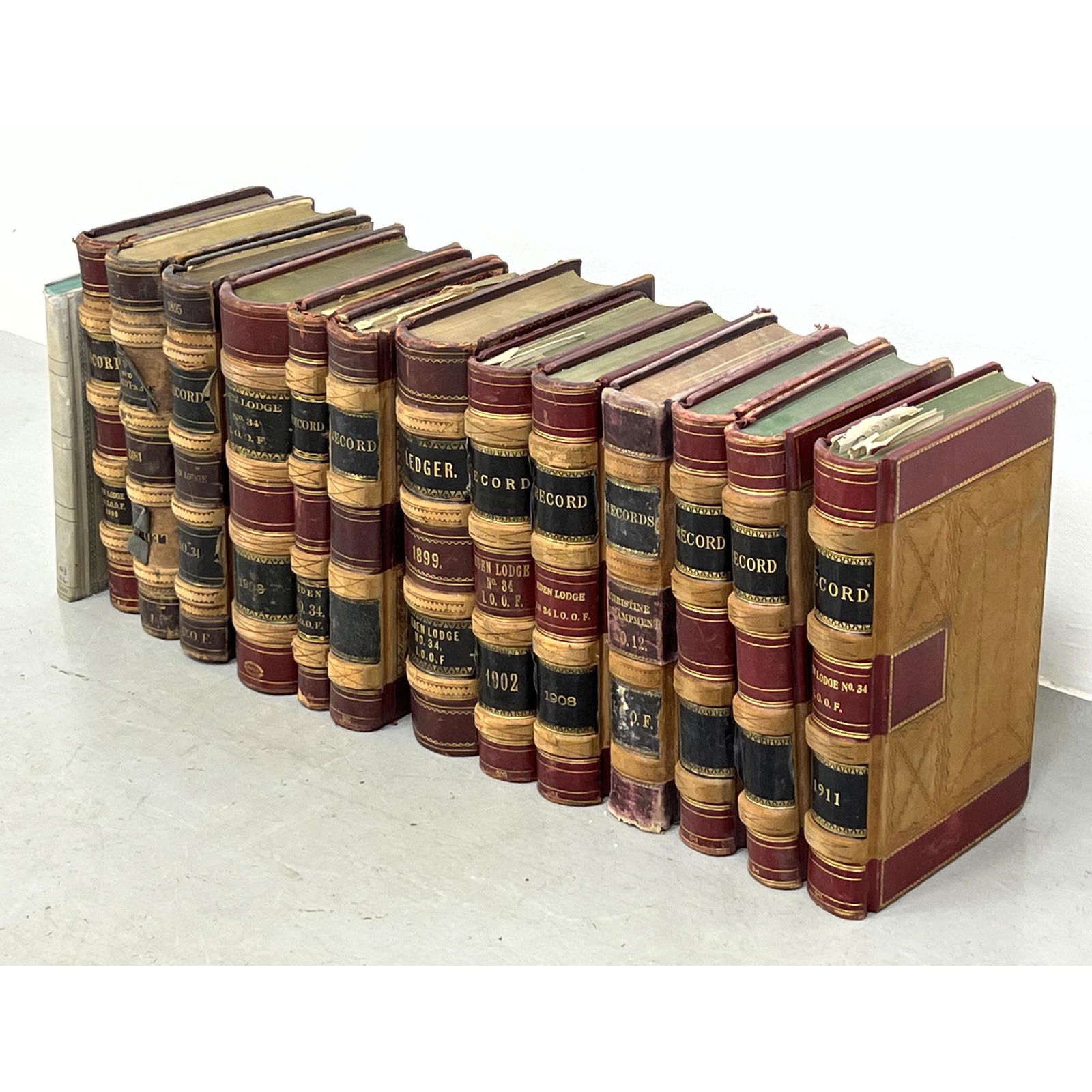 13 volume leather bound lodge ledgers. Late 1800s. from Odd Fellows Eden lodge Wilmington DE (1 of 20)