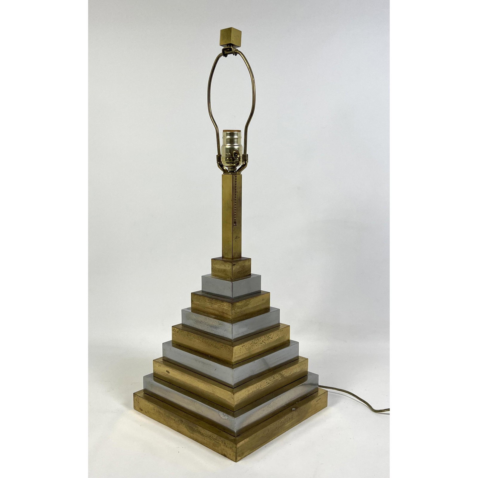 Industrial Style Table Lamp. Stepped Mixed Metal Modernist Table Lamp. Great architectural form. Hea (1 of 6)
