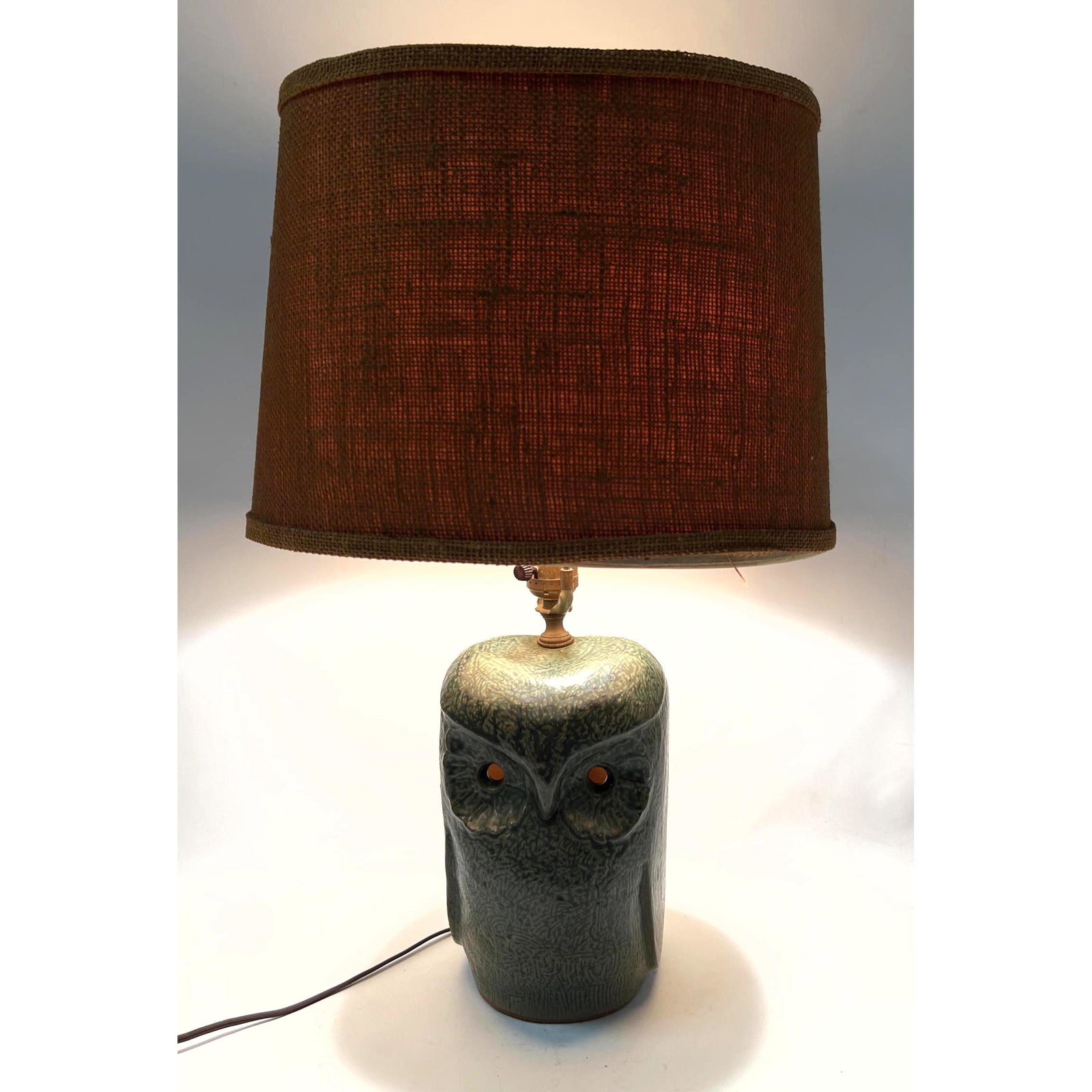 WONY pottery owl lamp. Japan. Eyes light up independent from main. (1 of 14)