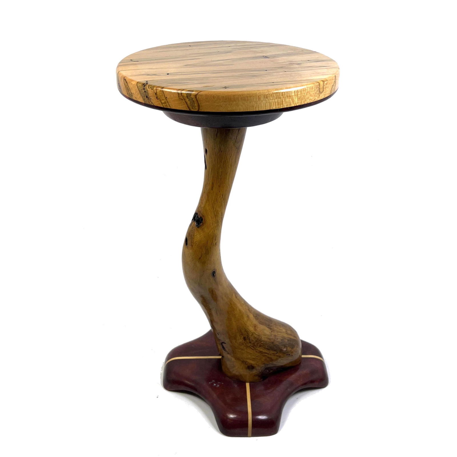 BILL PALMER Studio Furniture Artisan Table. Round Top supported by natural tree branch and two wood (1 of 9)