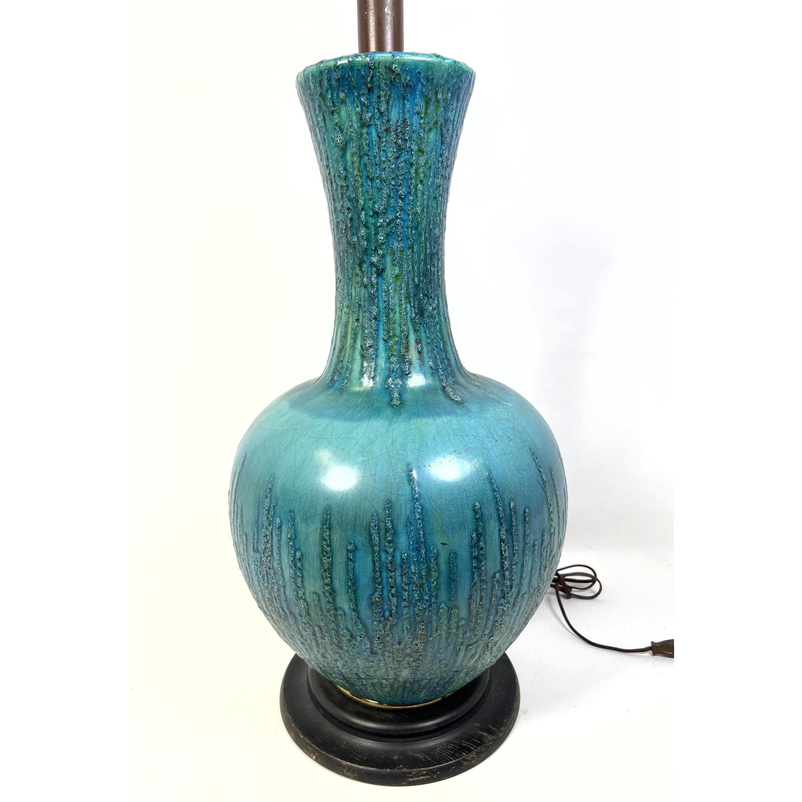 Blue lava glazed pottery lamp. Pottery only 23 inches (1 of 8)