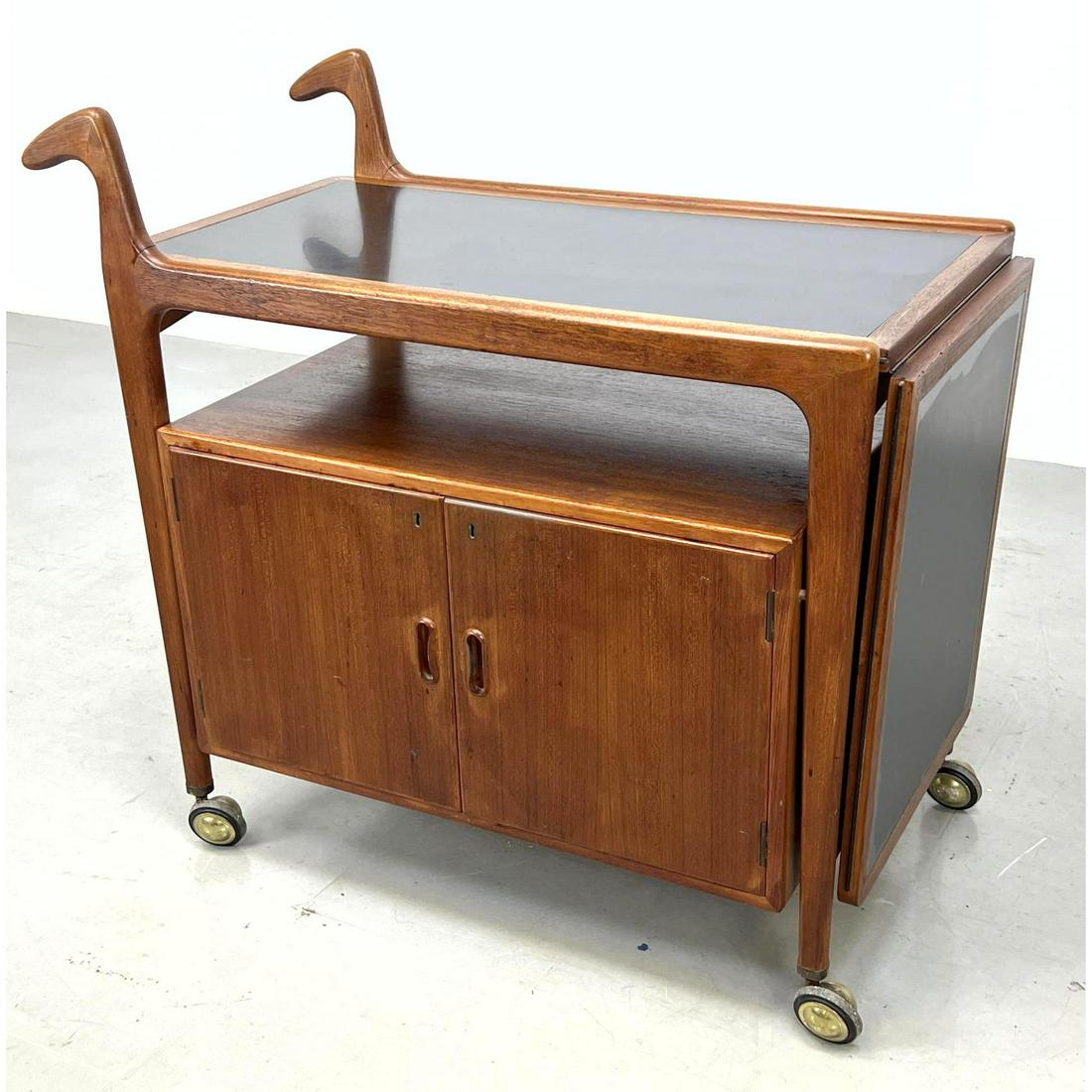 FALSTER Danish Teak Modern Rolling Serving Cart Cabinet. Top and 22" Drop Side with water resistant (1 of 15)