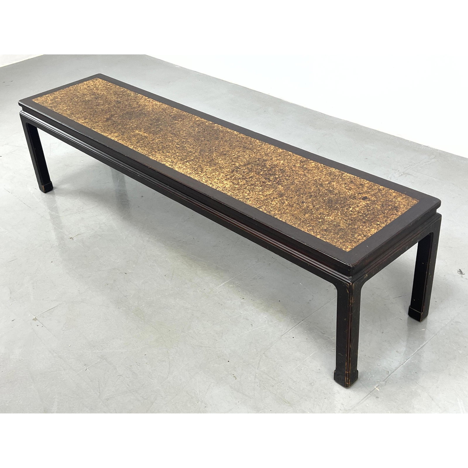 EDWARD WORMLEY for DUNBAR Long Coffee Table. Cork top inset in Asian style Wood Frame. Green Dunbar (1 of 11)