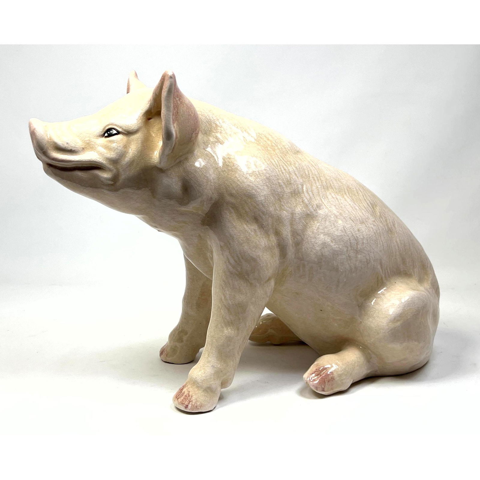 Glazed Italian Ceramic Pig Figure Sculpture. (1 of 8)