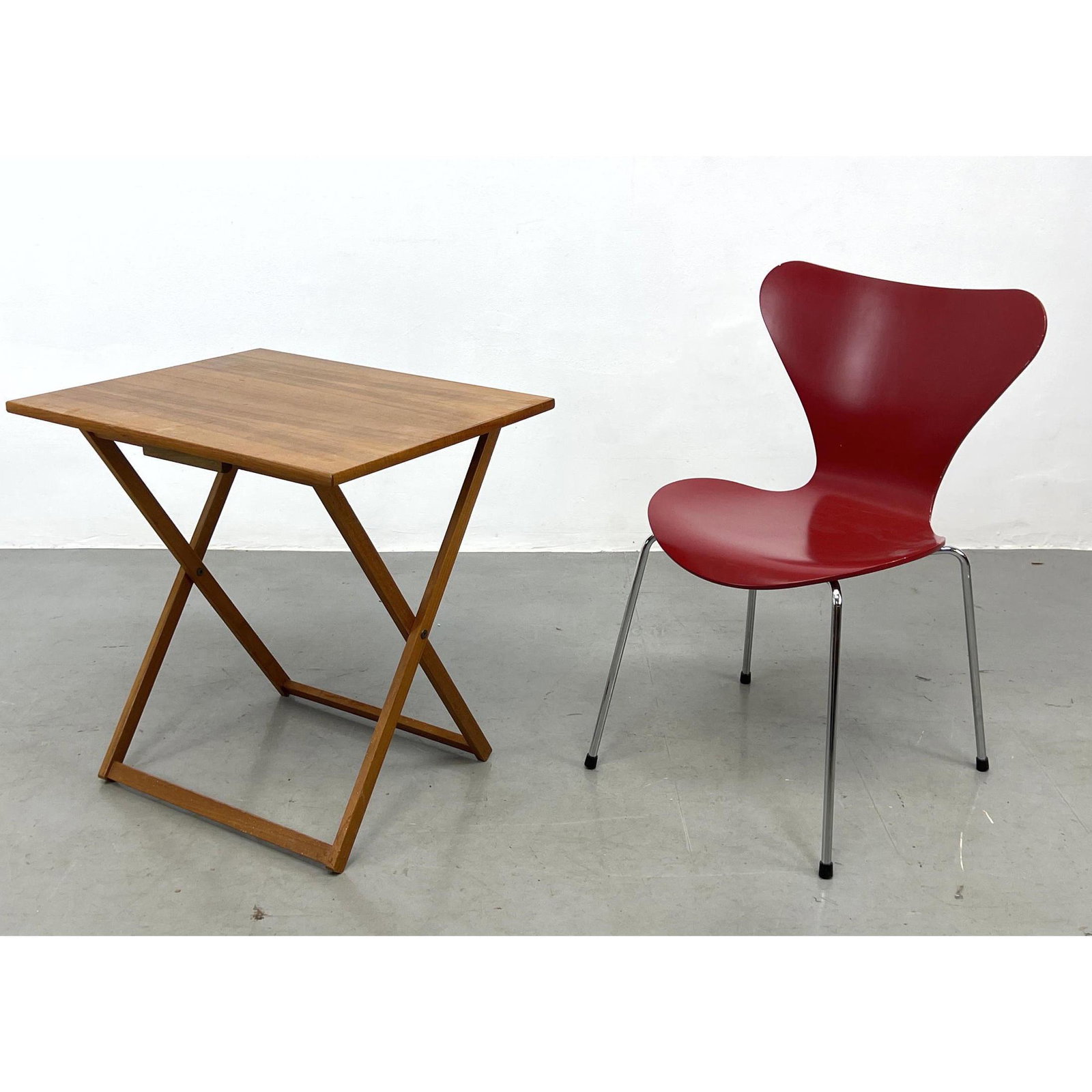 Bruksbo Teak Folding Table and Arne Jacobsen Fritz Hansen Ant Chair - Chair dimensions: 30 x 19 x 19 (1 of 12)