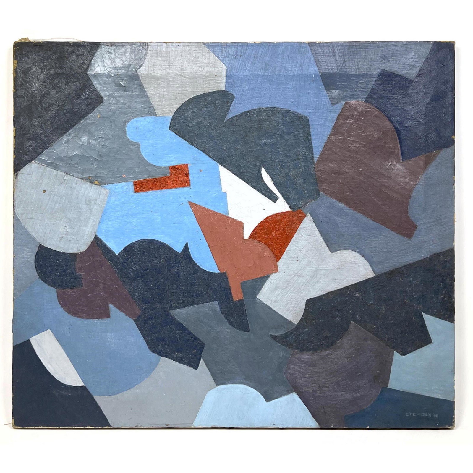 BRUCE ETCHISON 1940's Modernist Abstract Painting. Canvas signed and dated '48. Unframed (1 of 12)